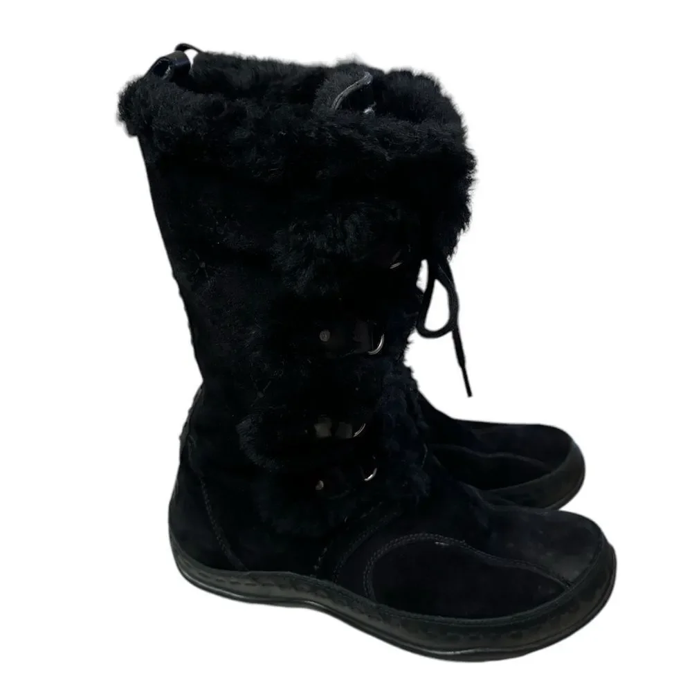 The North Face 620179 Abby III Insulated Black Suede Leather Winter Boots 7